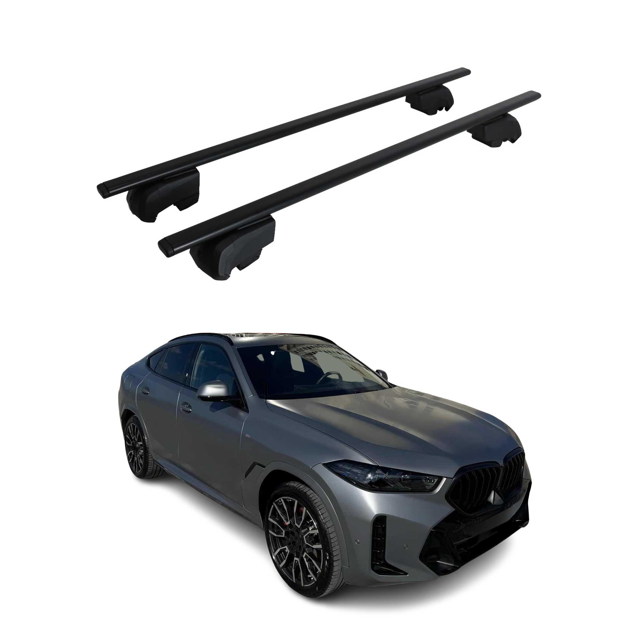 Barres de toit transversales pour BMW X6 G06 2019-2024 Fer Noir 2Pcs
