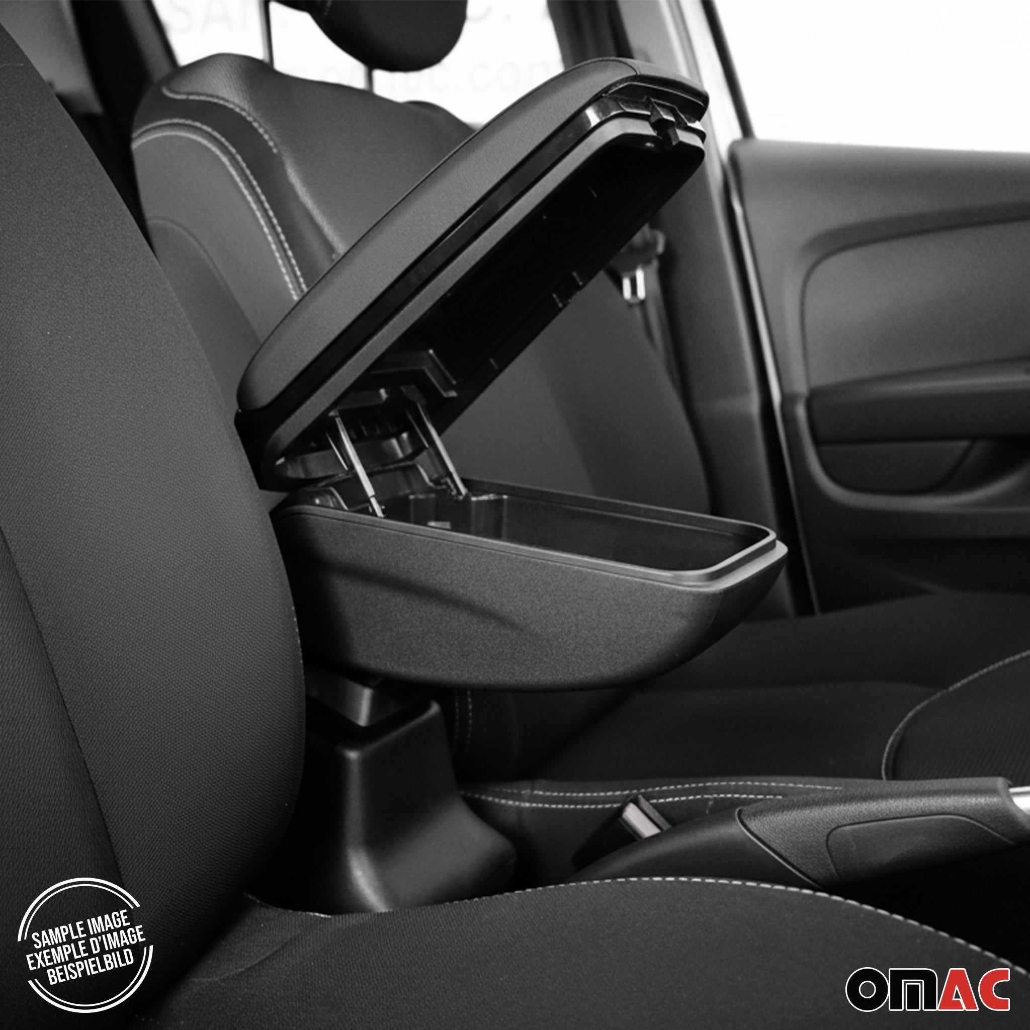 Accoudoir pour Fiat 500 500C 2015-2021 Vinyl Abs Noir Coulissant