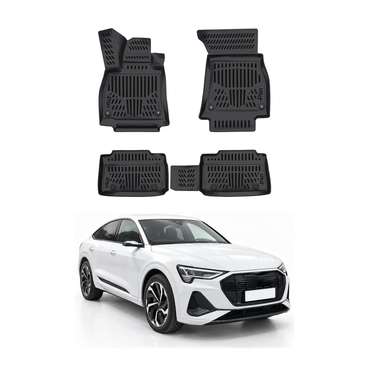 Tapis de sol pour Audi E-Tron GE SUV 2019-2023 Noir 3D en TPE 4Pcs