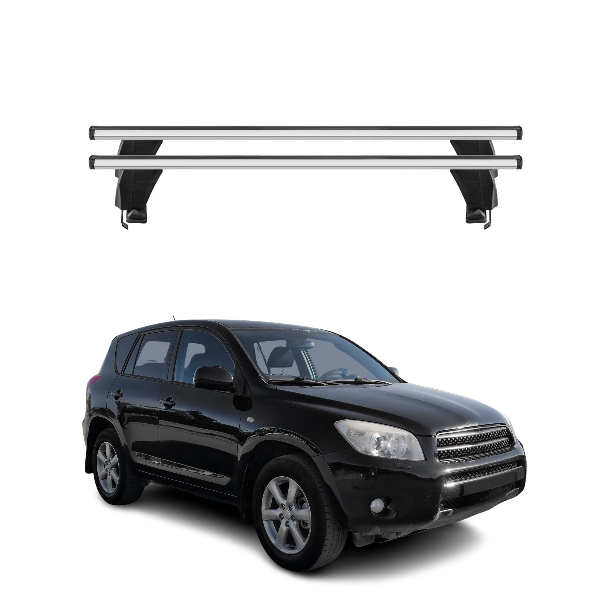 Menabo Barres de toit Transversales pour Toyota RAV4 2005-2012 Alu Gris 2x ABE