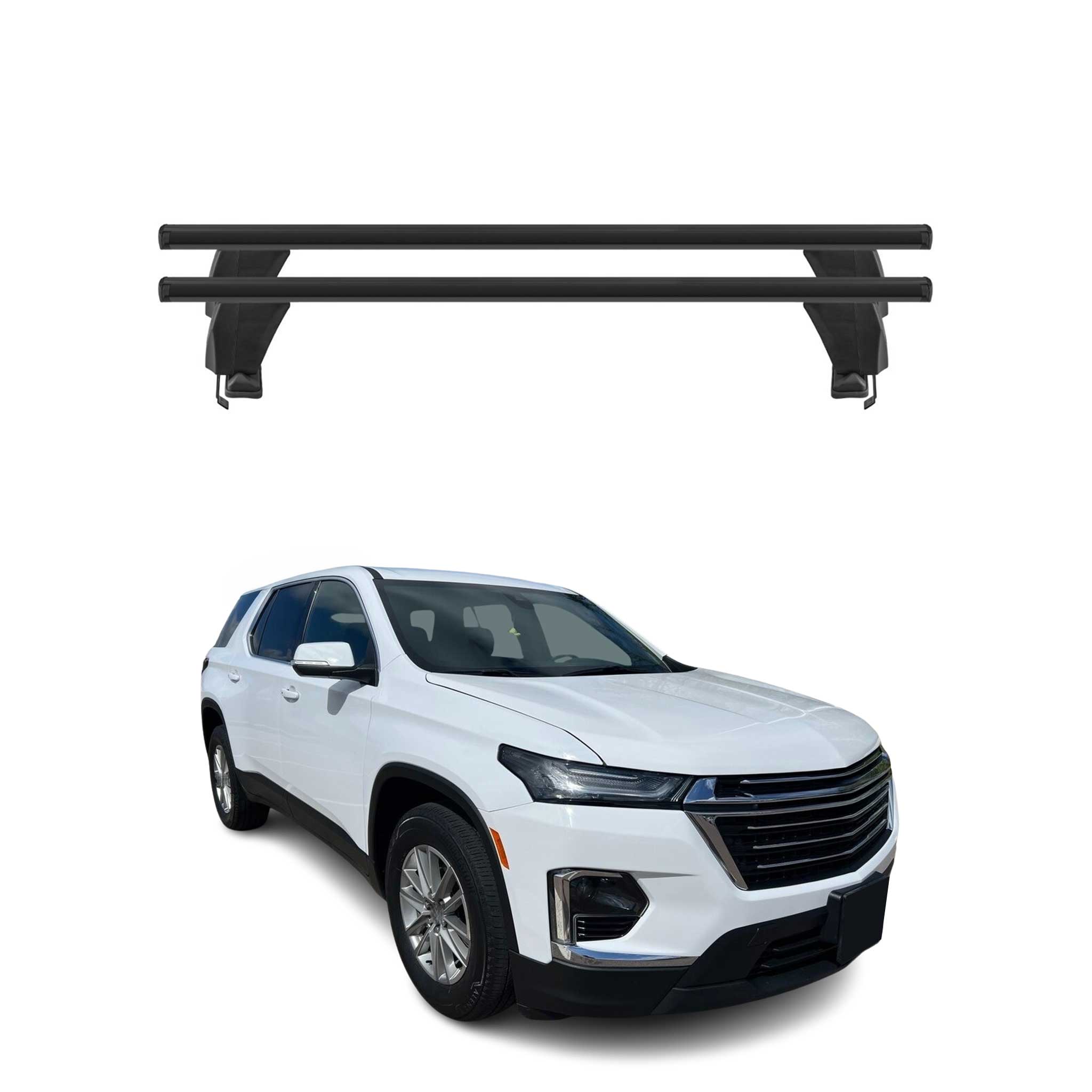 Menabo Barres de toit Transversales pour Chevrolet Traverse 2018-24 Alu Noir 2x