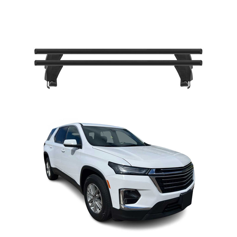 Menabo Barres de toit Transversales pour Chevrolet Traverse 2018-24 Alu Noir 2x