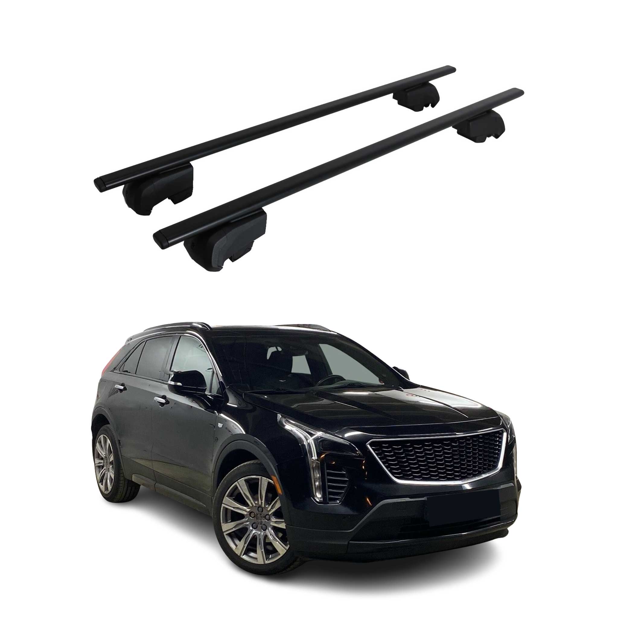 Barres de toit Transversales pour Cadillac XT4 2018-2026 Fer Noir ABE