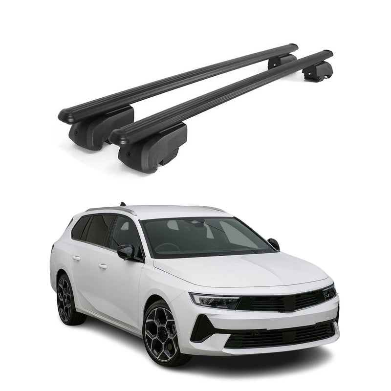 Barres de toit Transversales pour Opel Astra Sports Tourer 2021-23 Noir ABE