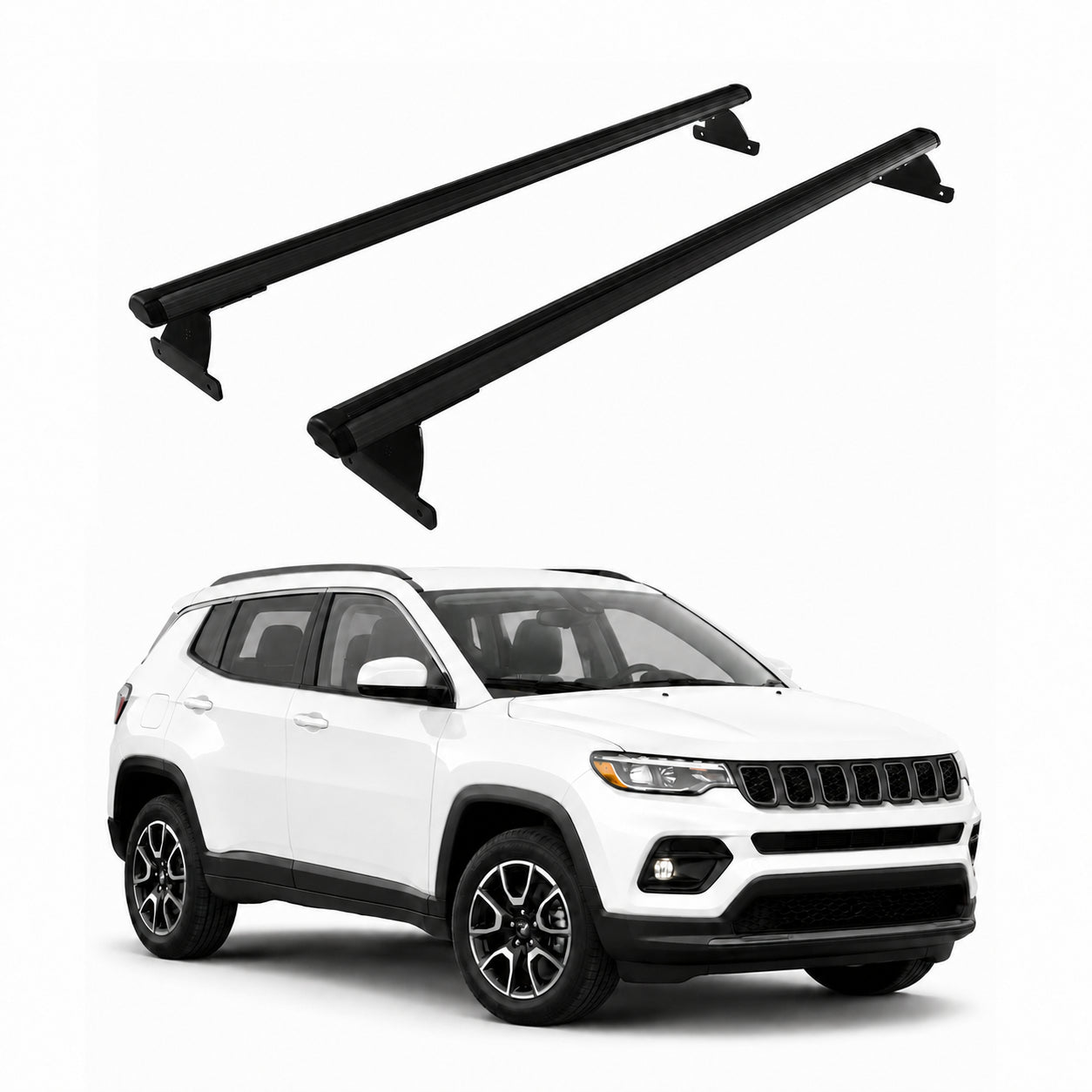 Barres de toit transversales pour Jeep Compass II 2017-2025 Aluminium Noir