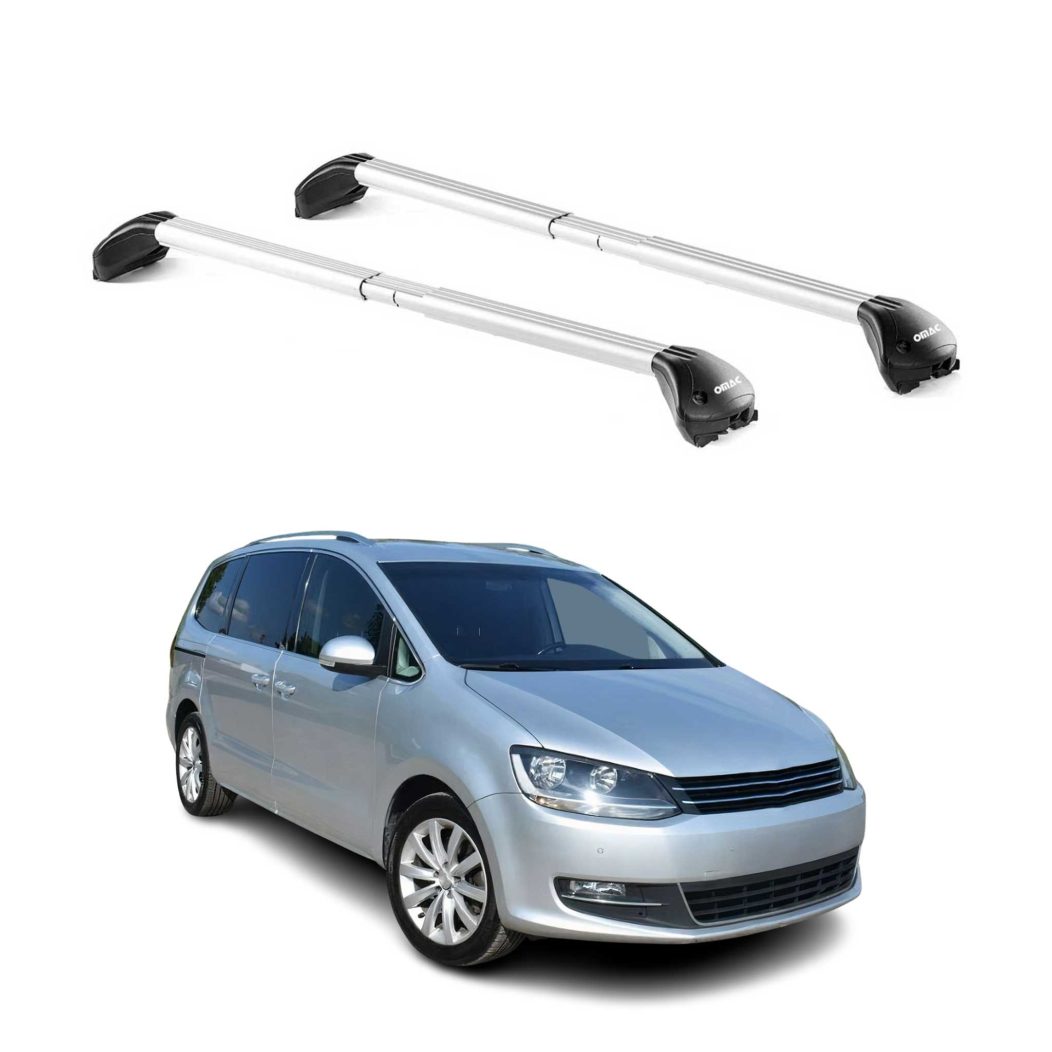 Barres de toit transversales pour VW Sharan 7N 2010-2020 Gris Argenté 2x ABE