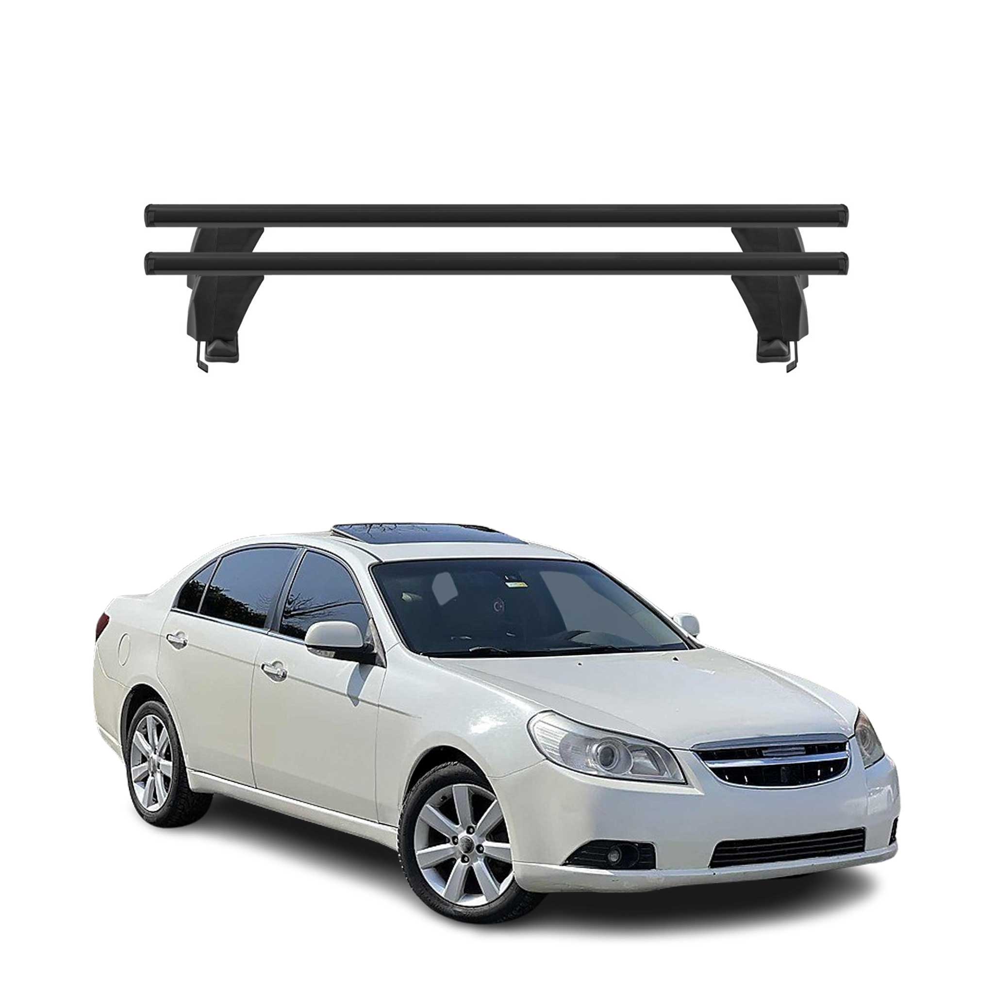 Menabo Barres de toit transversales pour Chevrolet Epica 2005-2011 Alu Noir 2x