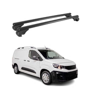 Barres de toit Transversales pour Peugeot Partner mk3 2018-2026 TÜV Alu Noir 2x