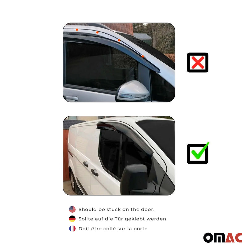 Déflecteurs de Vent pluie d'air pour Renault Kangoo 1998-2007 Acrylique Noir 2x
