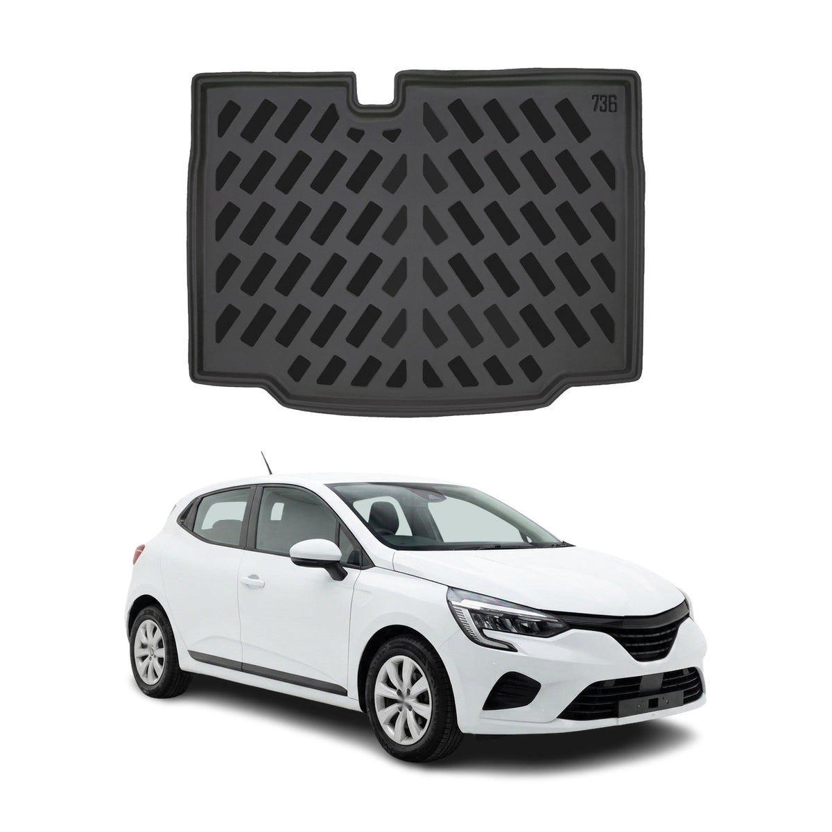 Tapis de coffre pour Renault Clio 5 2019-2025 Noir 3D en Caoutchouc TPE