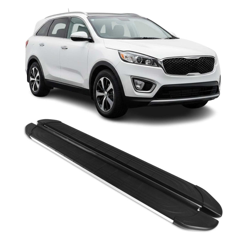 Marchepieds Latéraux pour Kia Sorento 2014-2020 Aluminium Gris Noir 2Pcs