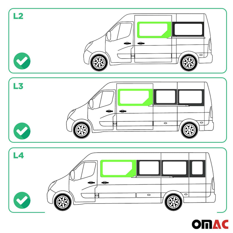 Vitre de Porte pour Opel Movano 2010–2021 Avant Gauche coulissante L2 L3 L4 H2