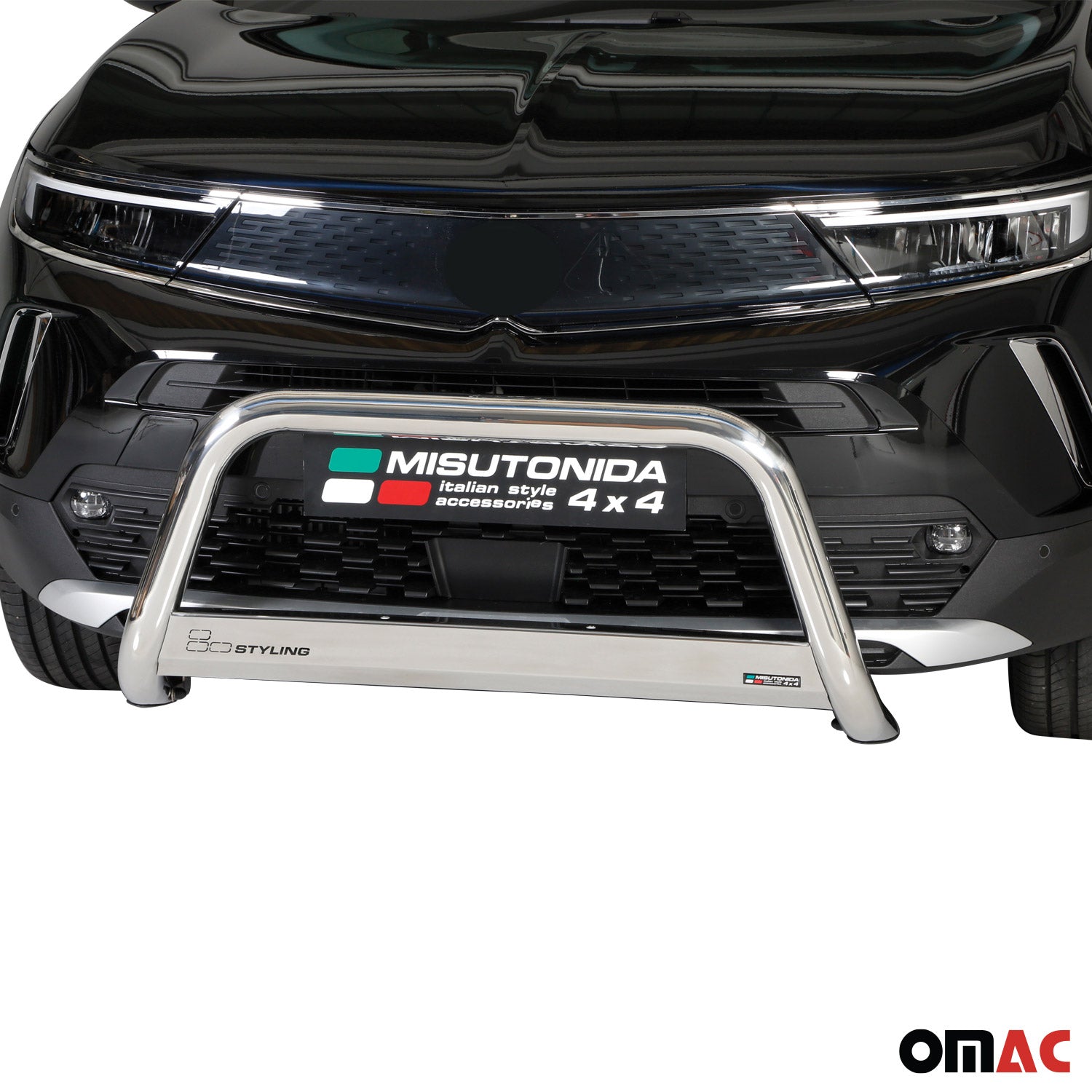 Pare-buffle Avant pour Opel Mokka 2021-2026 63mm en Acier Inoxydable Argent