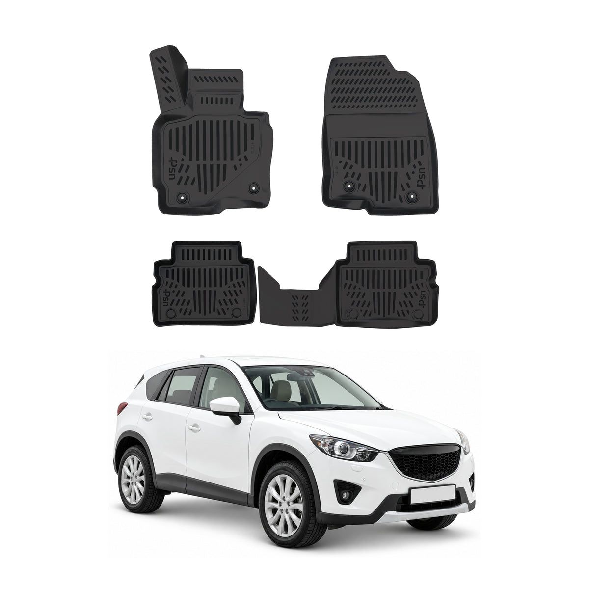 Tapis de sol pour Mazda CX-5 2012-2017 Noir 3D en Caoutchouc TPE 4Pcs