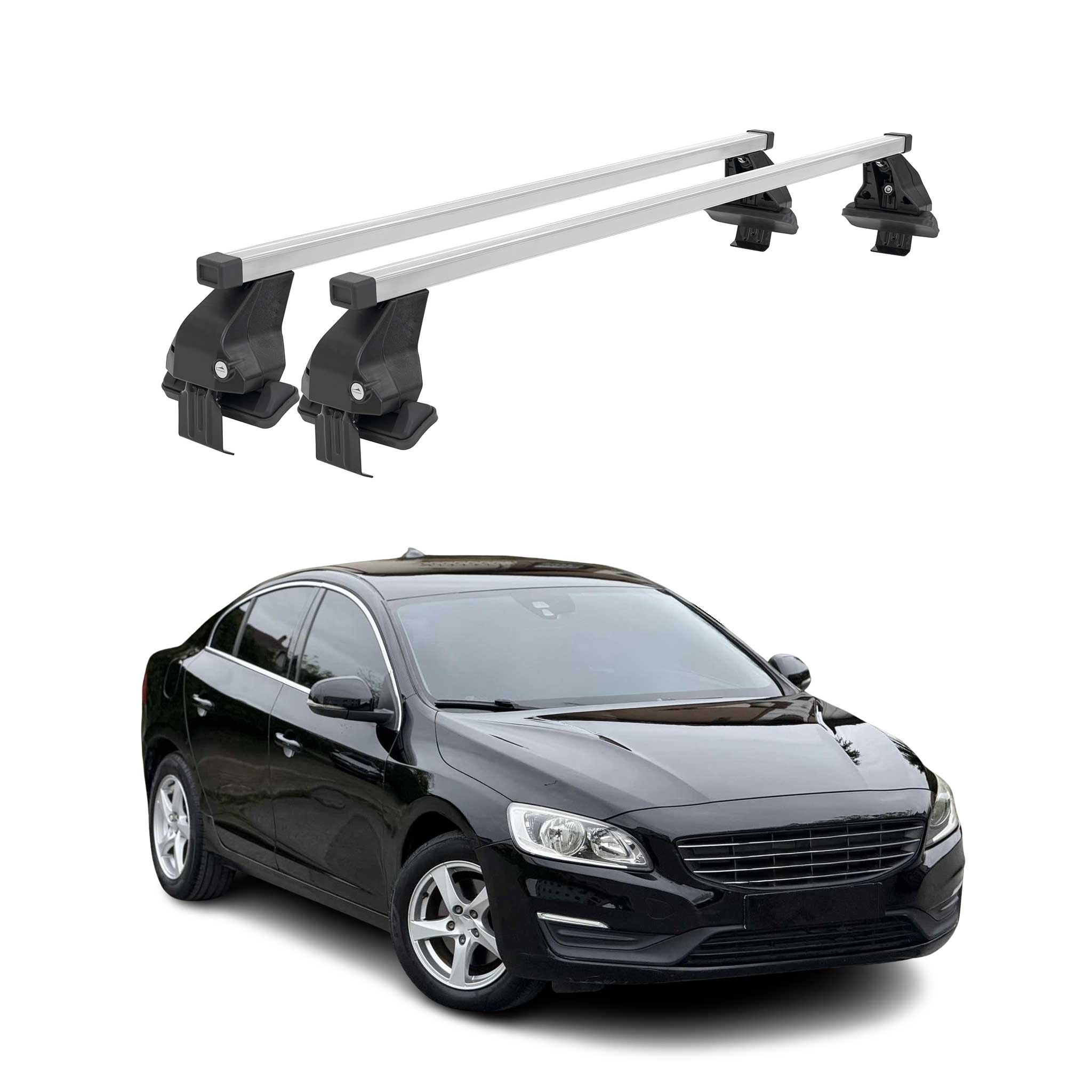 Barres de toit transversales pour Volvo S60 2010-2018 Acier Gris