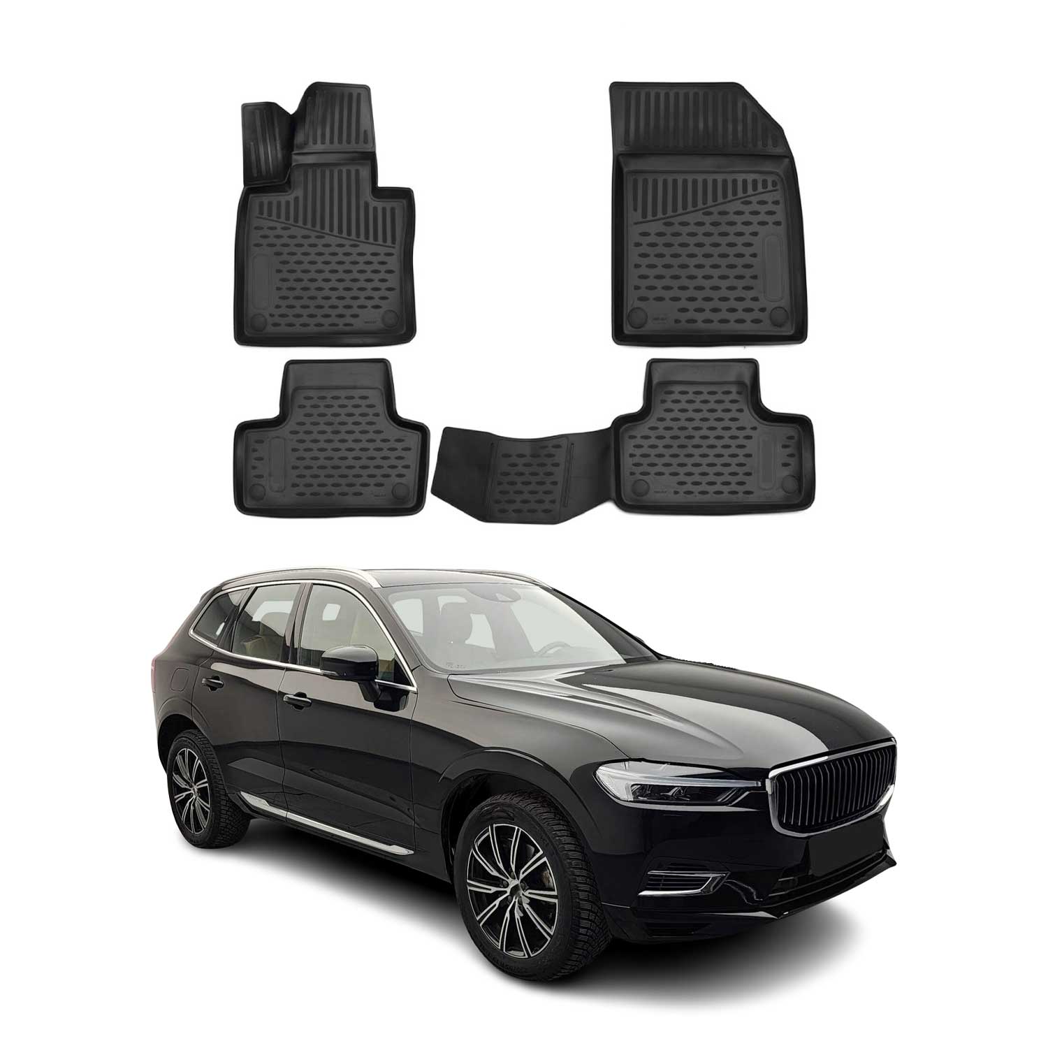 OMAC Tapis de sol pour Volvo XC60 2017-2025 sur mesure en caoutchouc Noir