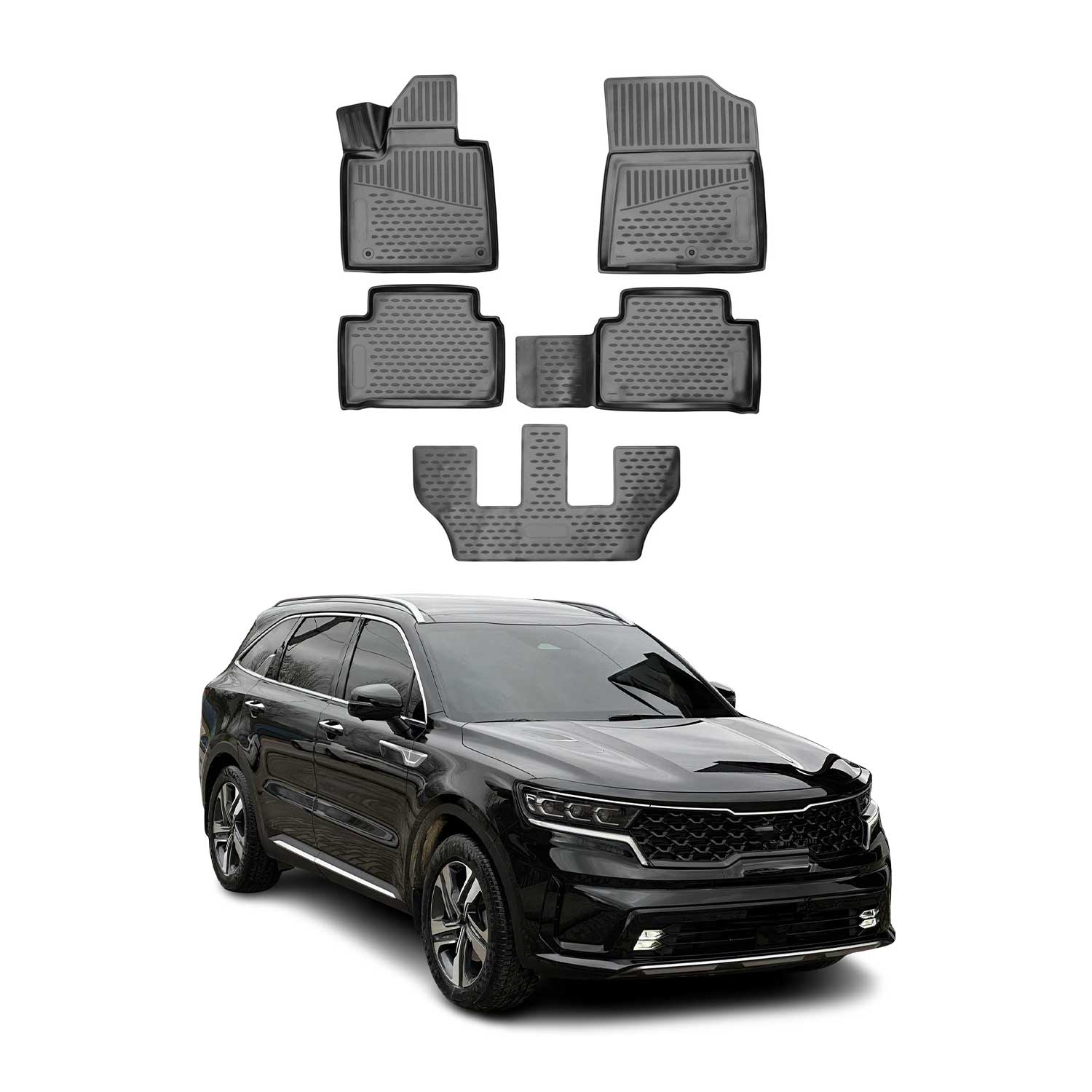 OMAC Tapis de sol pour Kia Sorento MQ4 2021-2026 sur mesure en caoutchouc Noir