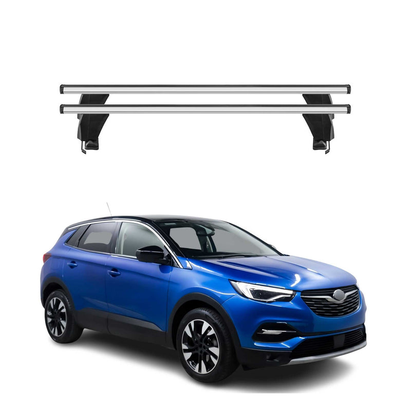 Menabo Barres de toit Transversales pour Opel Grandland X 2017-2025 Alu Gris ABE