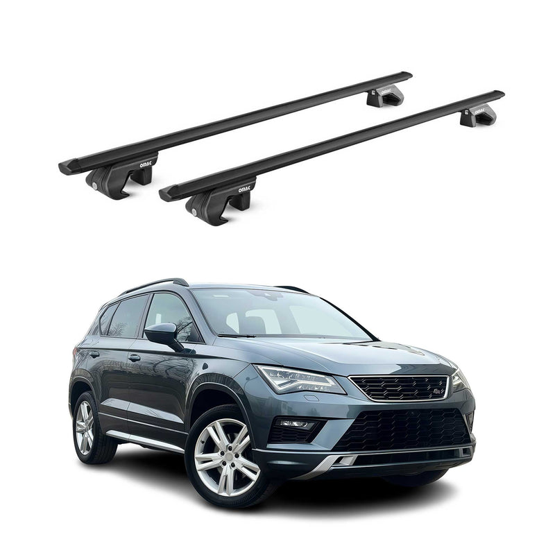 Barres de toit transversales ABE pour Seat Ateca KH 2016-2025 5 P Alu Noir 2x