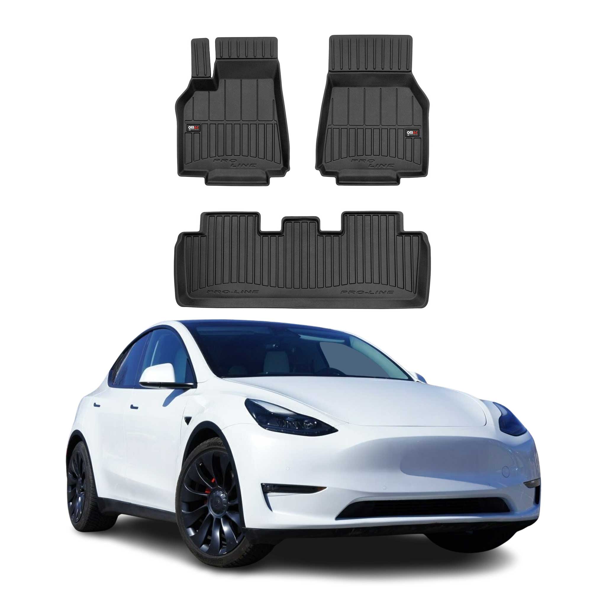 OMAC Tapis de sol en caoutchouc pour Tesla Model Y 2020-2024 Noir Premium