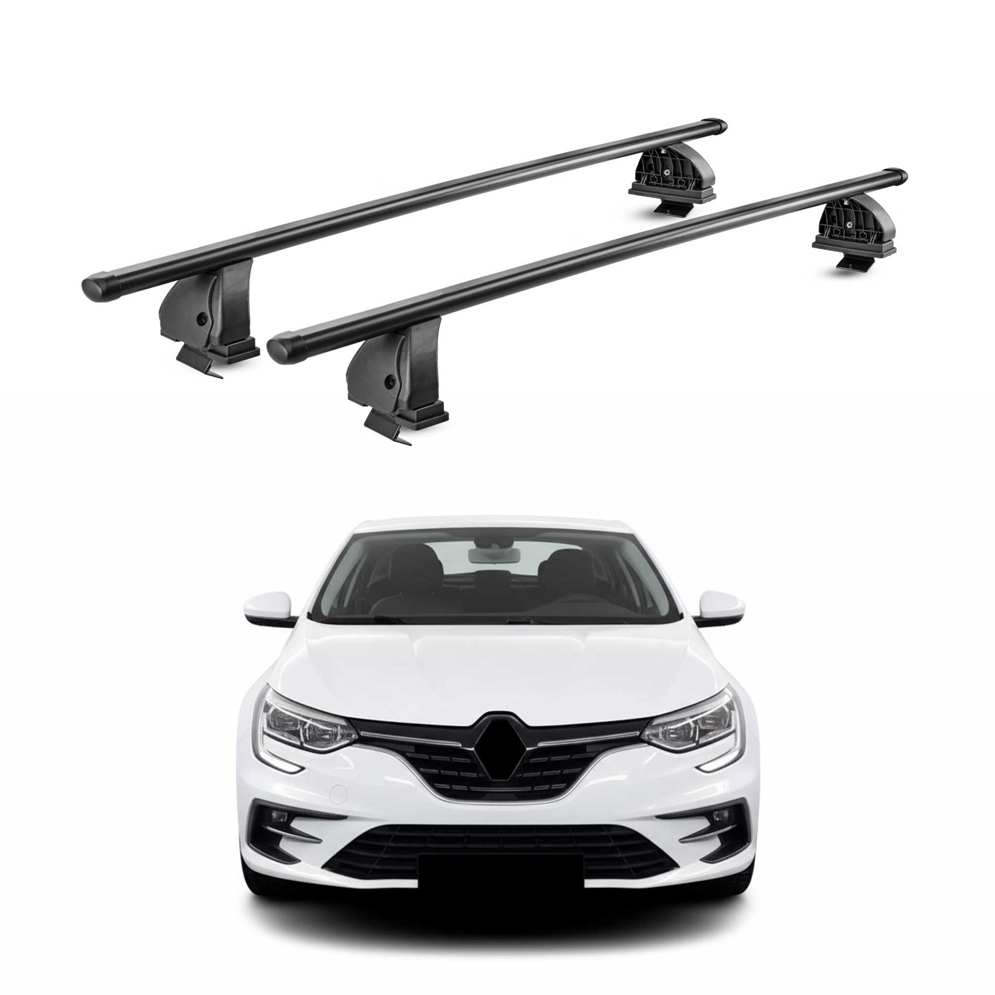 Barres de toit acier pour Renault Megane IV HB Break 2016-24 5Portes TÜV Noir 2x