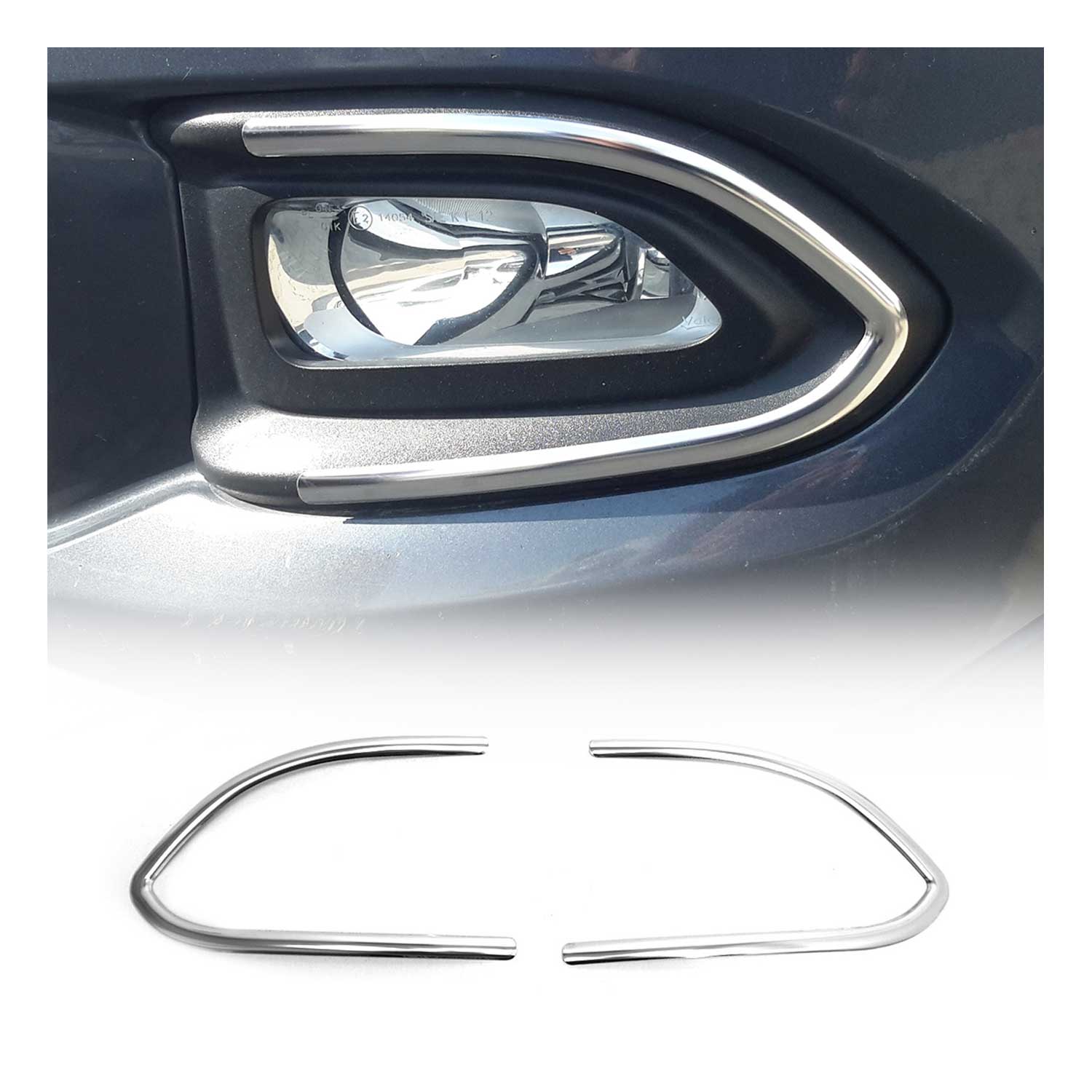 Cadre Phare Antibrouillard pourFront Fiat 500X 2014-2019 en acier inox Chromé