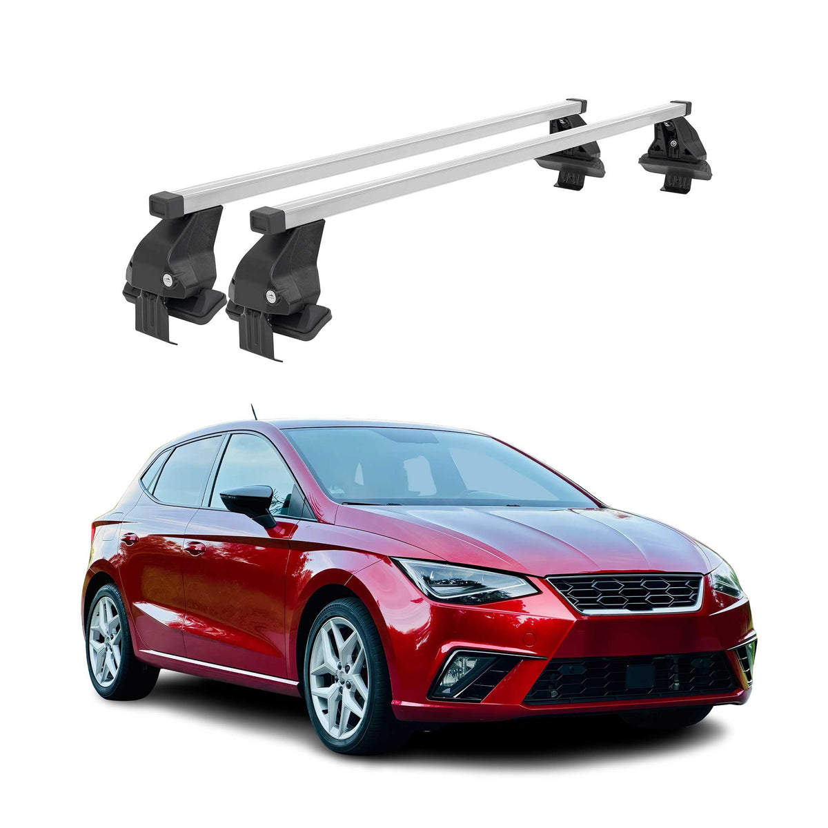 Barres de toit transversales pour Seat Ibiza V 2017-2026 Gris
