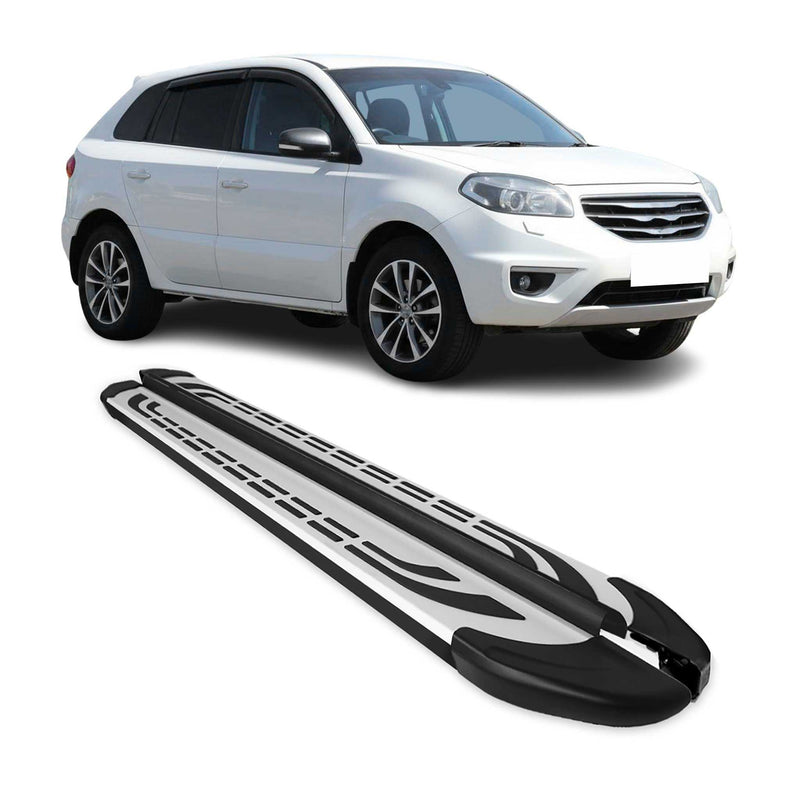 Marchepieds Latéraux pour Renault Koleos 2007-2017 Aluminium Gris Noir 2x