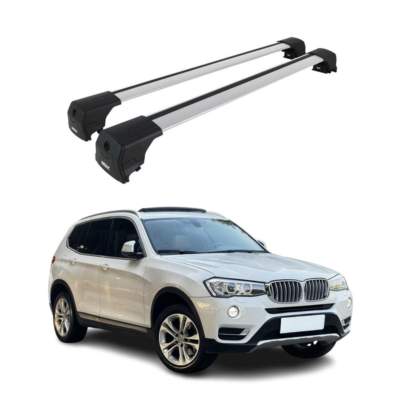 Barres de toit transversales pour BMW X3 F25 2010-2017 Alu Gris ABE 2x