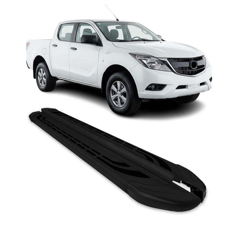 Marchepieds Latéraux pédale pour Mazda BT-50 Double Cab 2012-2020 Alu Noir 2Pcs