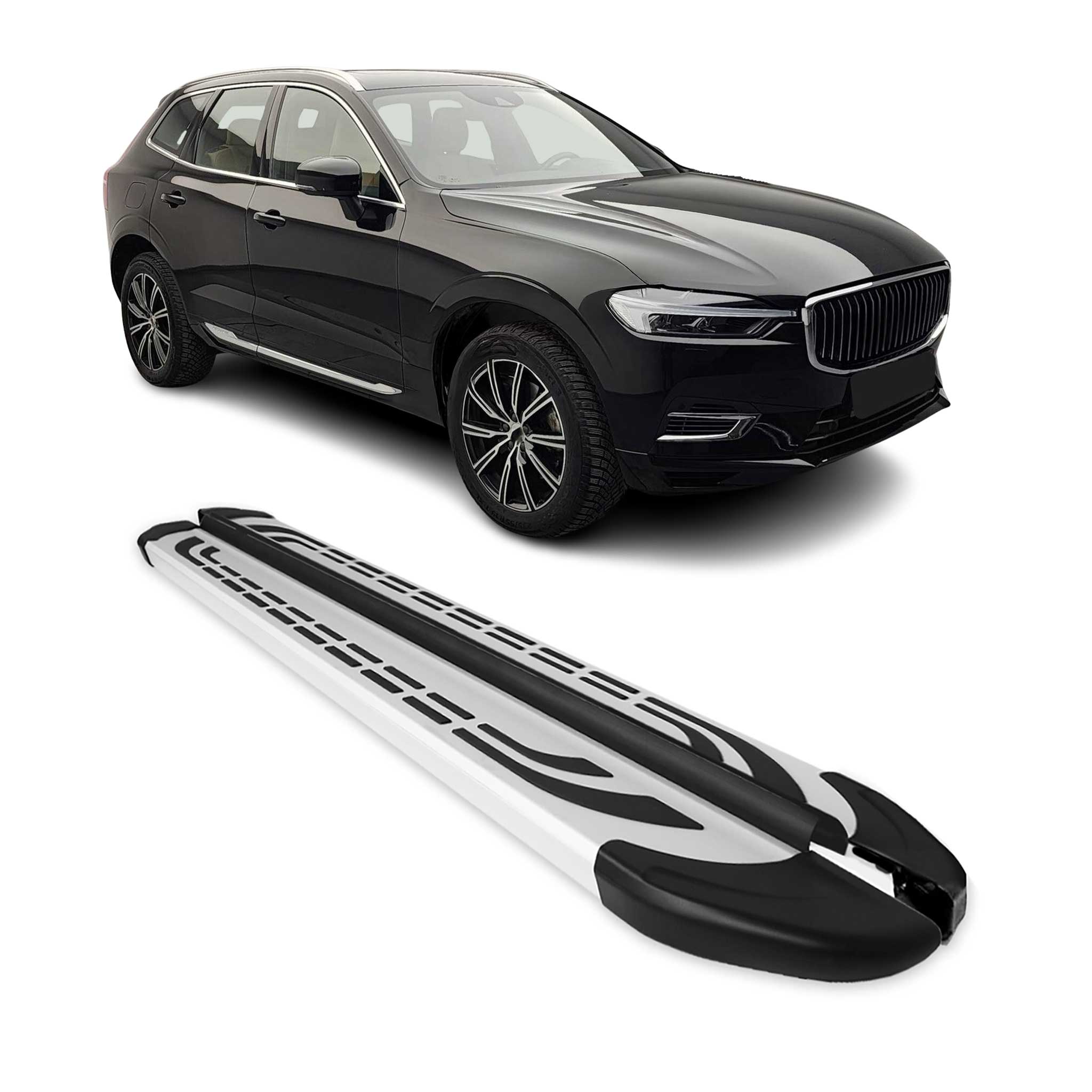 2018-2026 Volvo XC60 Marchepieds latéraux pédale 2Pcs Alu Gris