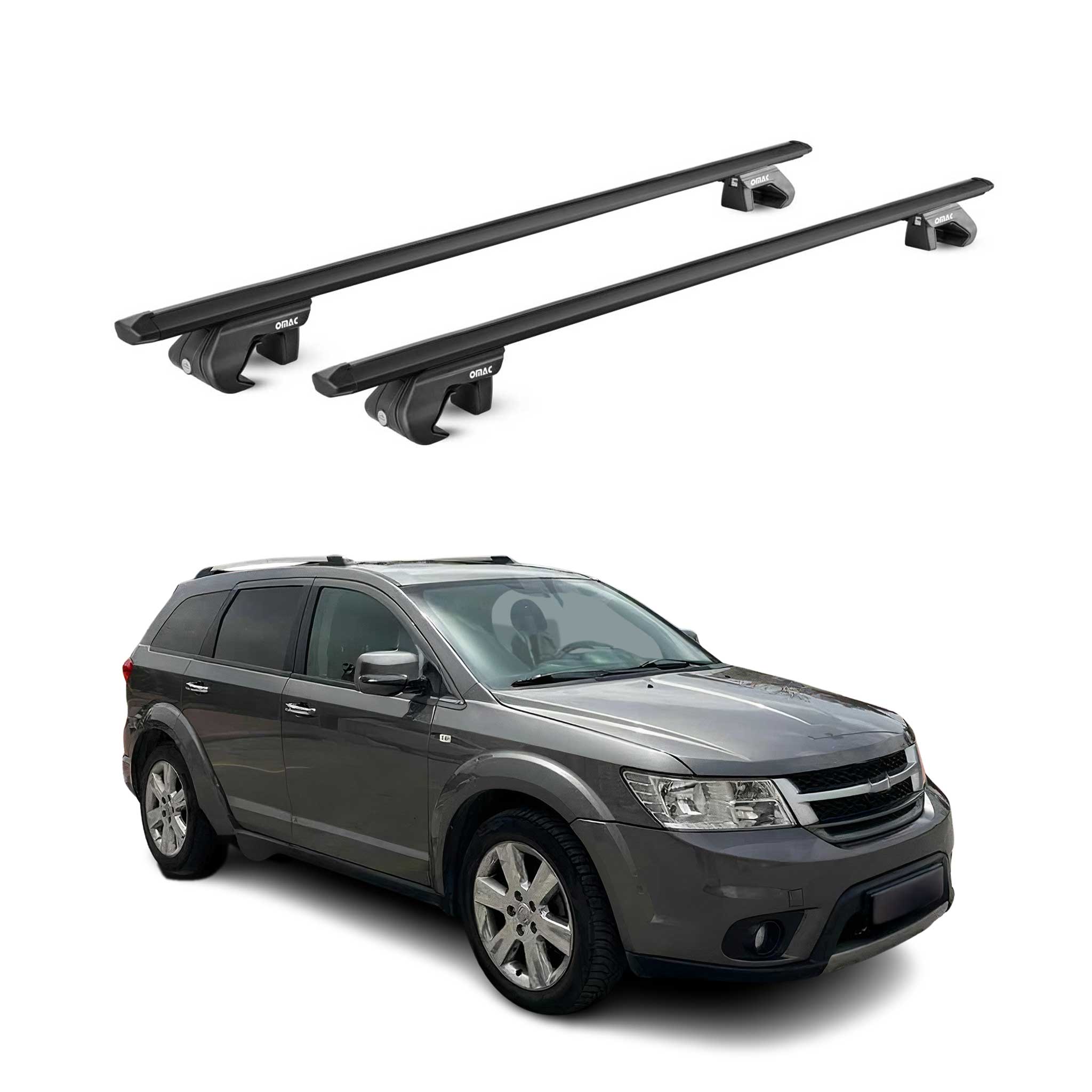 Barres de toit transversales ABE pour Fiat Freemont 2011-2016 5 P Alu Noir 2x