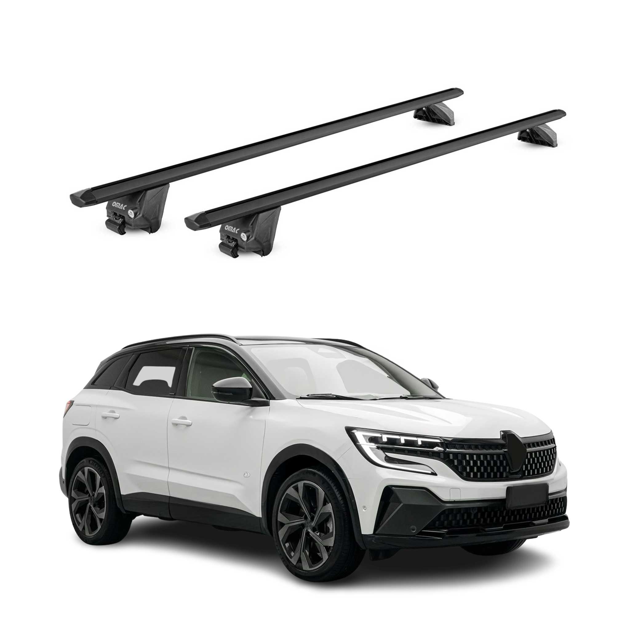 Barres de toit transversales pour Renault Austral 2023-2025 Alu Noir 2x ABE