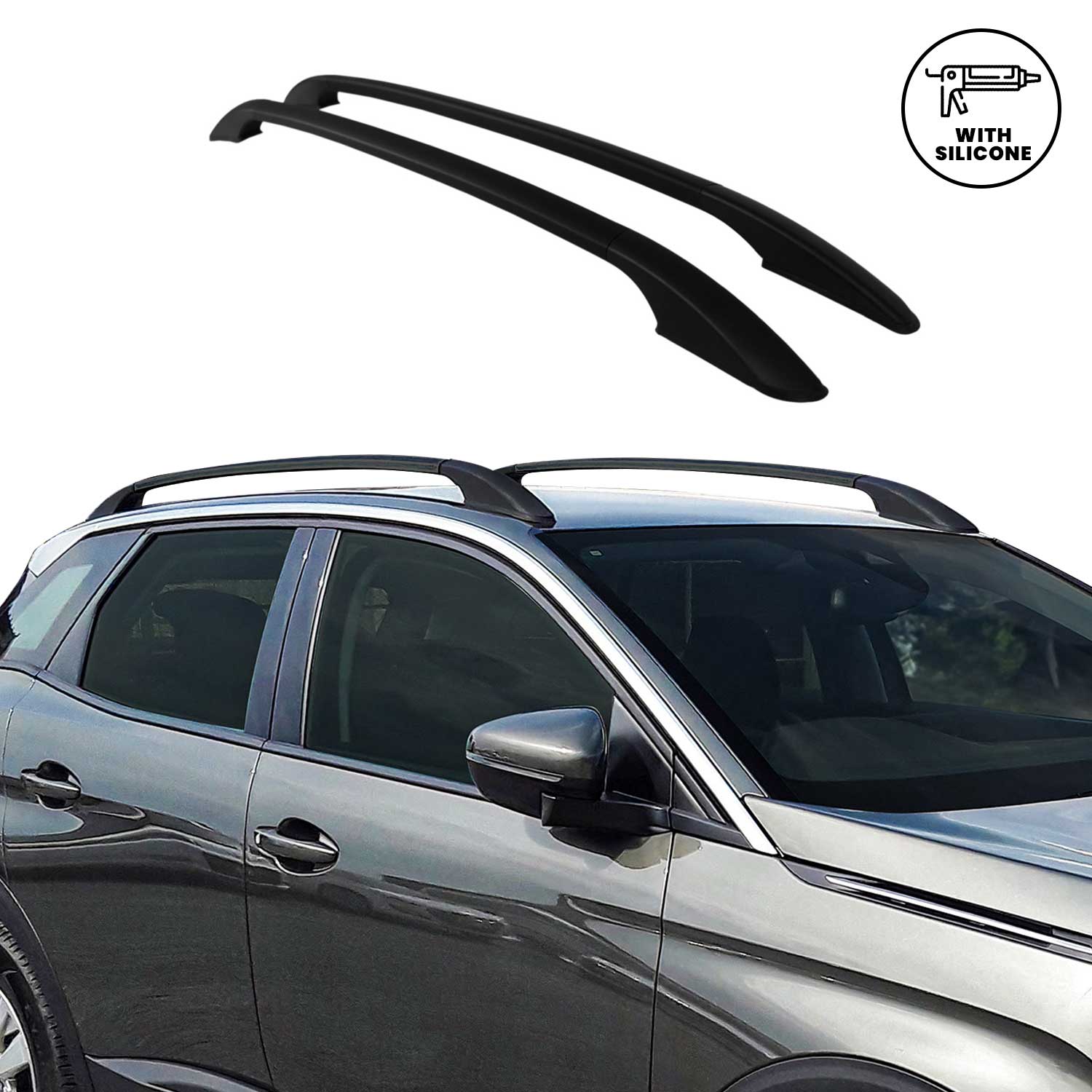 Barres de toit longitudinales pour VW Polo VI 2017-2021 en Alu noir