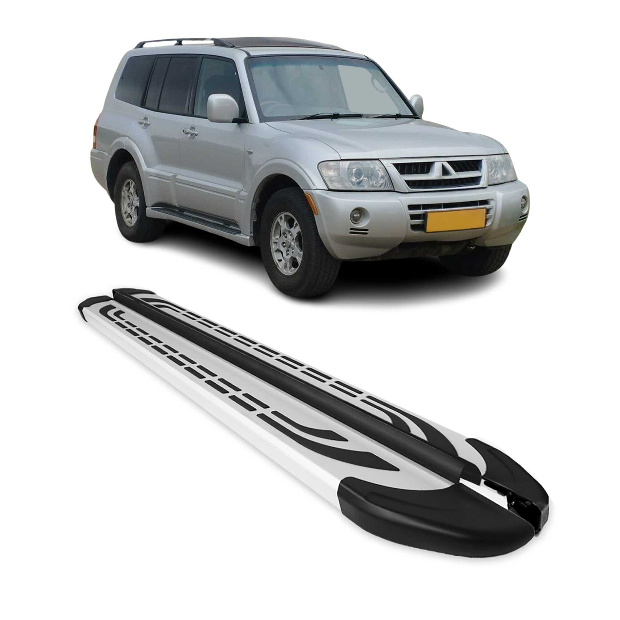 Marchepieds Latéraux pour Mitsubishi Pajero IV 2006-2021 Gris Aluminium 2Pcs