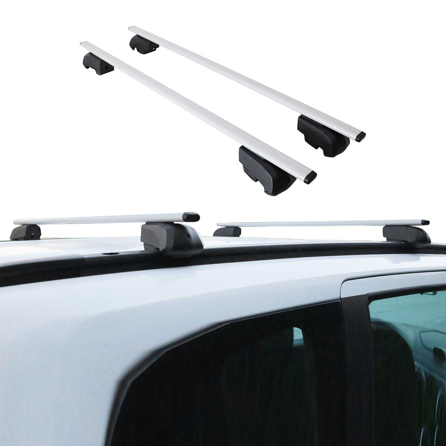 Barres de toit transversales pour Audi Q4 E-Tron 2021-2026 Fer Gris