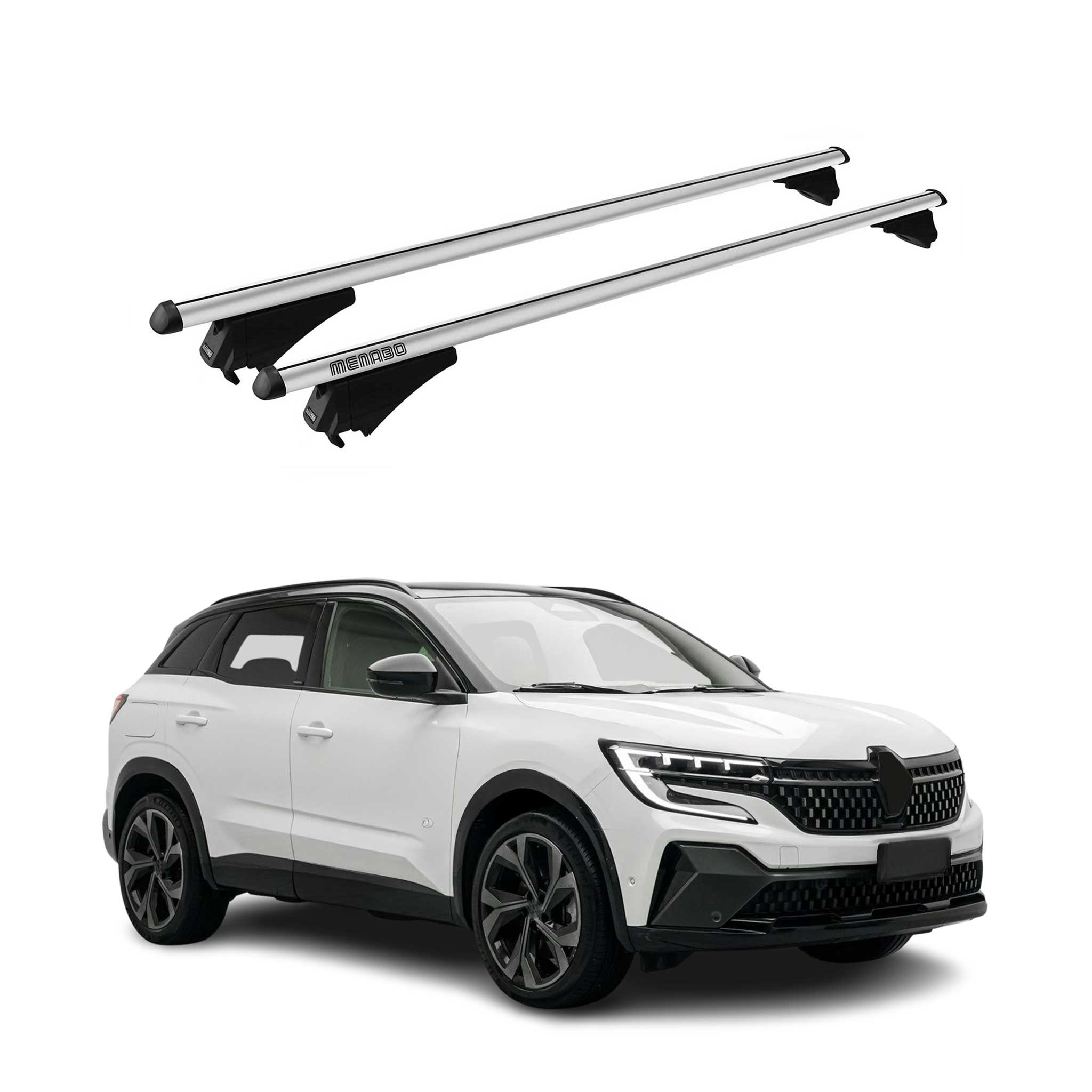 Menabo Barres de toit transversales pour Renault Austral 2022-2026 Alu Gris 2x