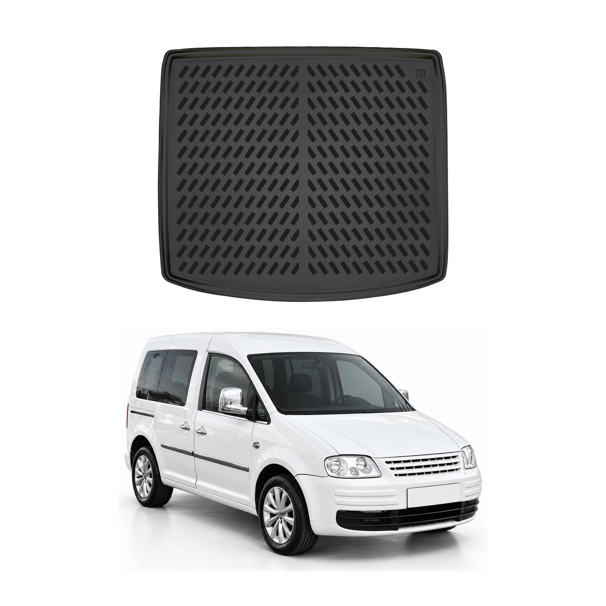 Tapis de coffre pour Volkswagen Caddy 3 4 2004-2027 Noir 3D en Caoutchouc TPE