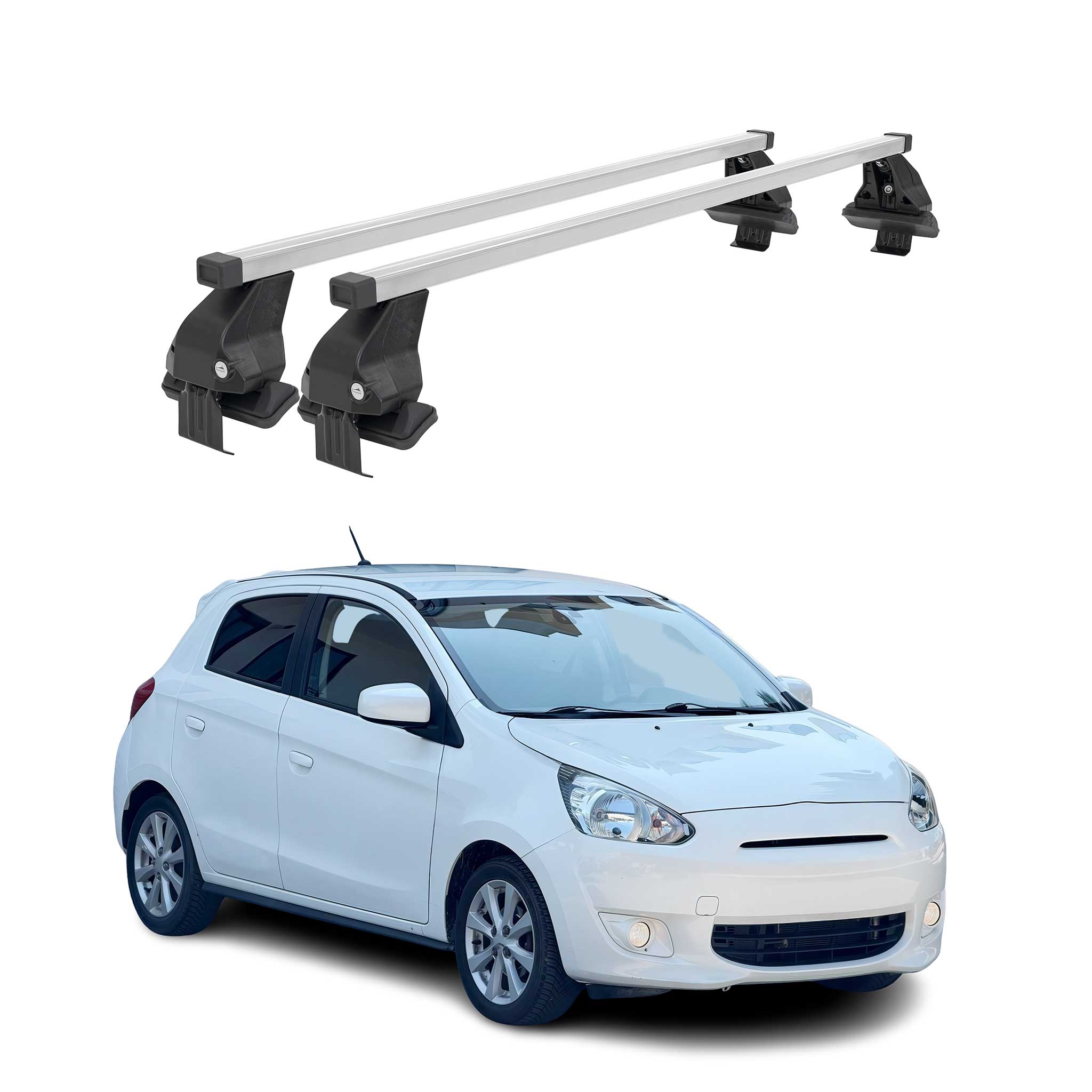 Barres de toit transversales pour Mitsubishi Spacestar 2012-2016 Acier Gris