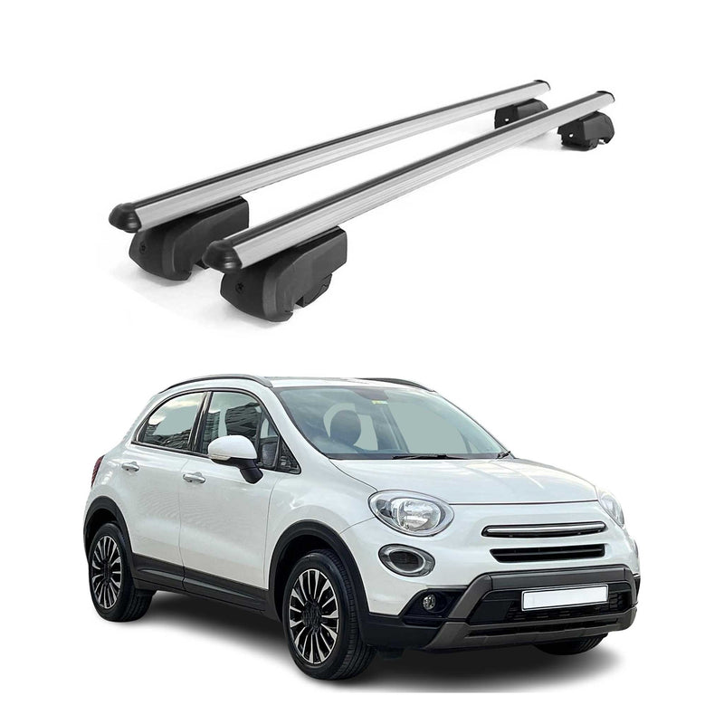 Barres de toit Transversales pour Fiat 500X 2014-2023 Aluminium Gris ABE