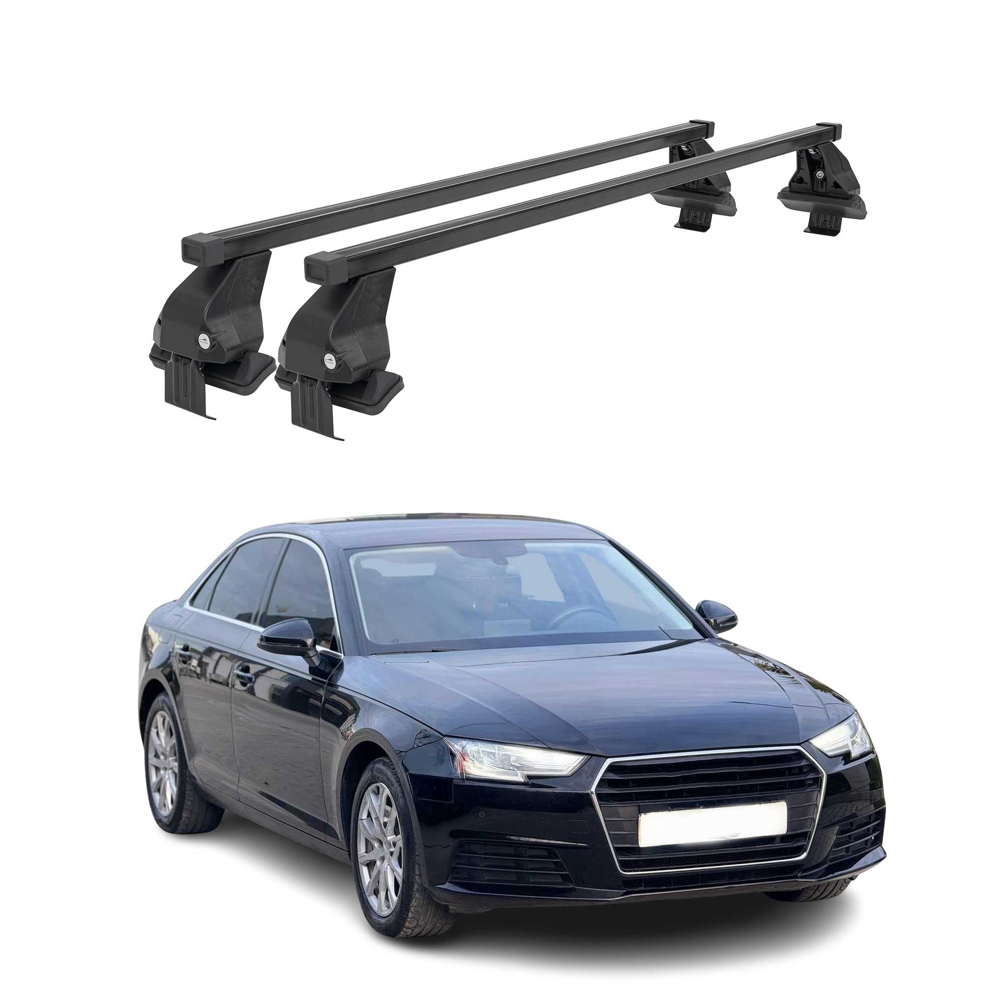 Barres de toit transversales Menabo pour Audi A4 S4 B9 Berline 2015-2025 Noir