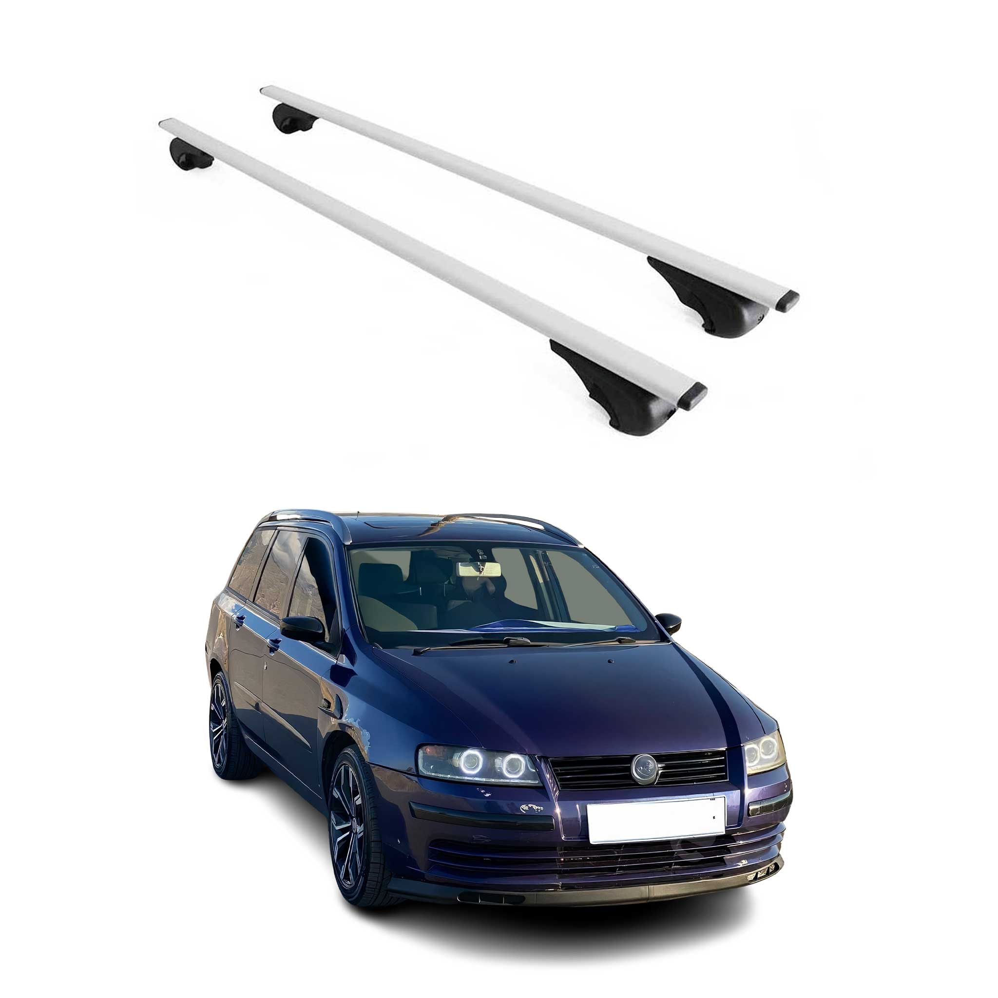 Barres de toit Transversales pour Fiat Stilo Multiwagon 2002-2008 Fer Argent