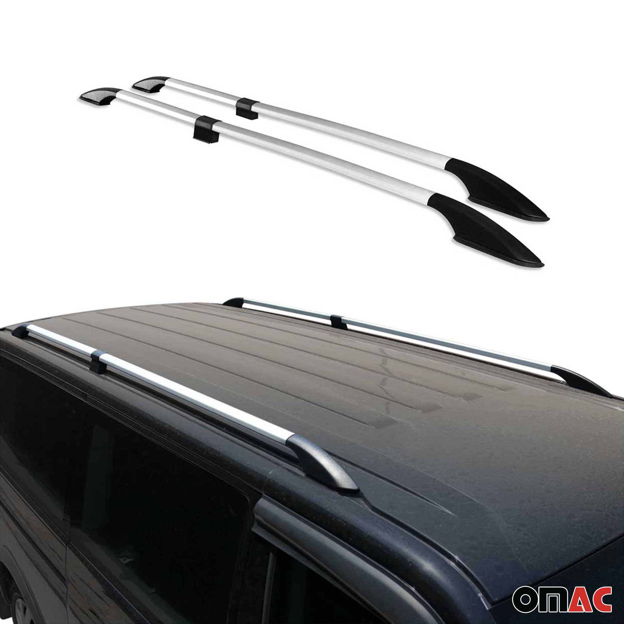 Barres de toit longitudinales pour Ford Tourneo Custom II 2023-2026 L2 Alu Gris