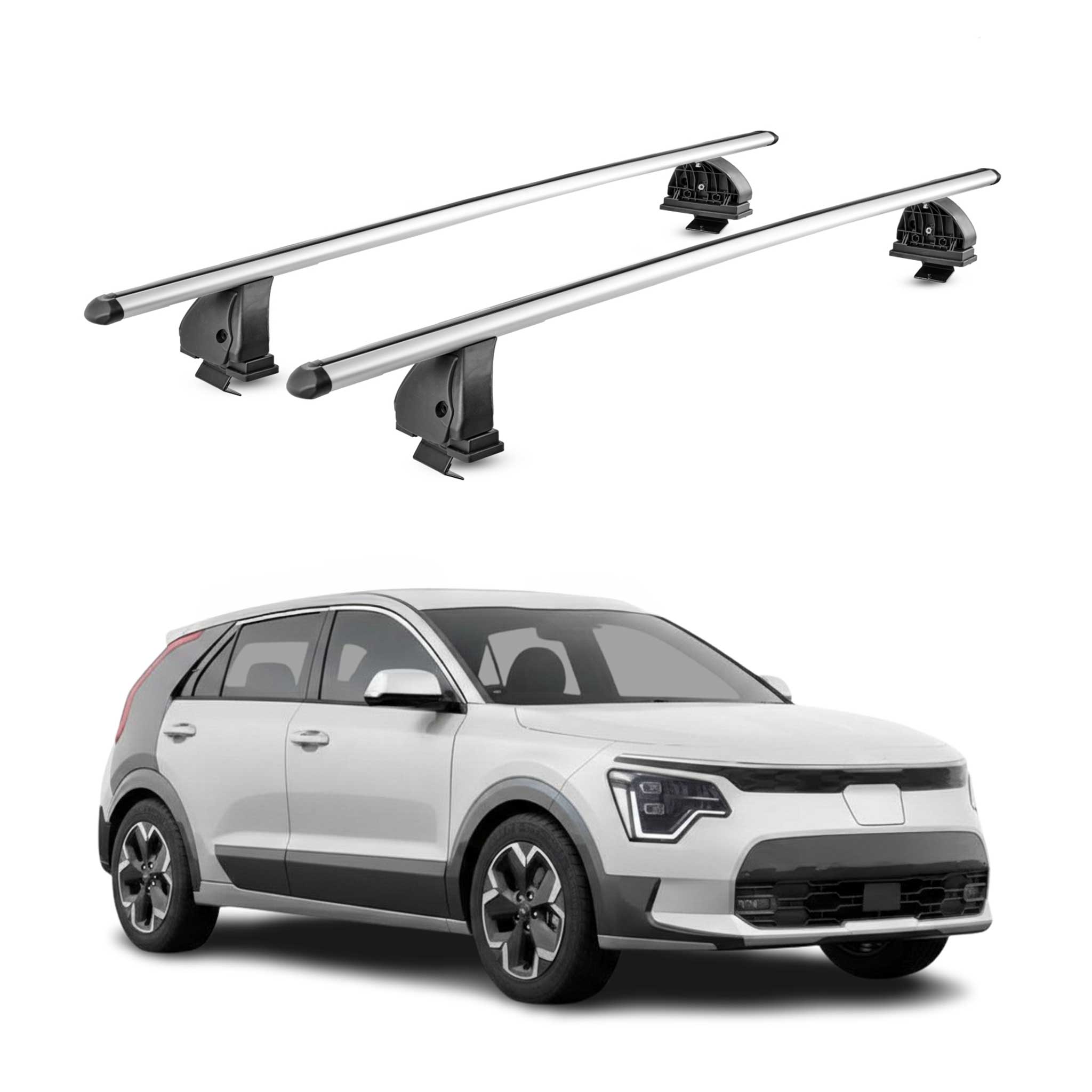 Barres de toit transversales Alu pour Kia Niro II 2022-2026 TÜV 75 kg Gris 2Pcs