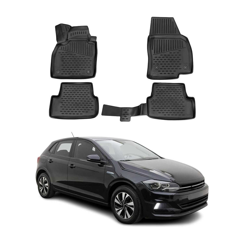 OMAC Tapis de sol pour Volkswagen Polo 2017-2025 sur mesure en caoutchouc Noir