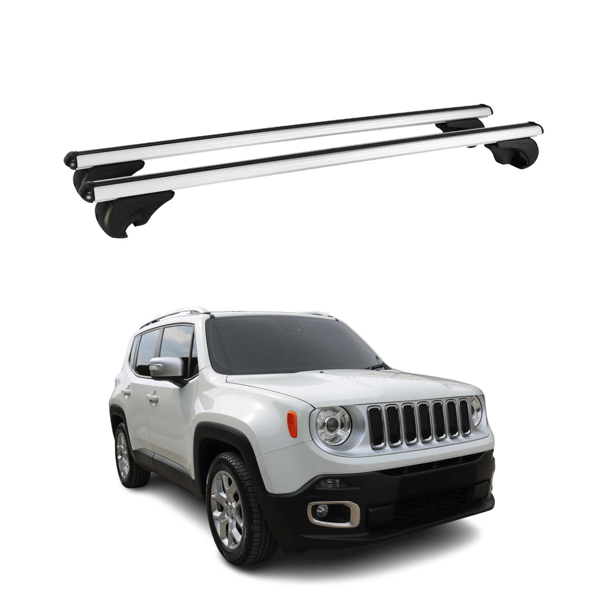 Barres de toit Transversales pour Jeep Renegade 2015-2025 Aluminium Argent