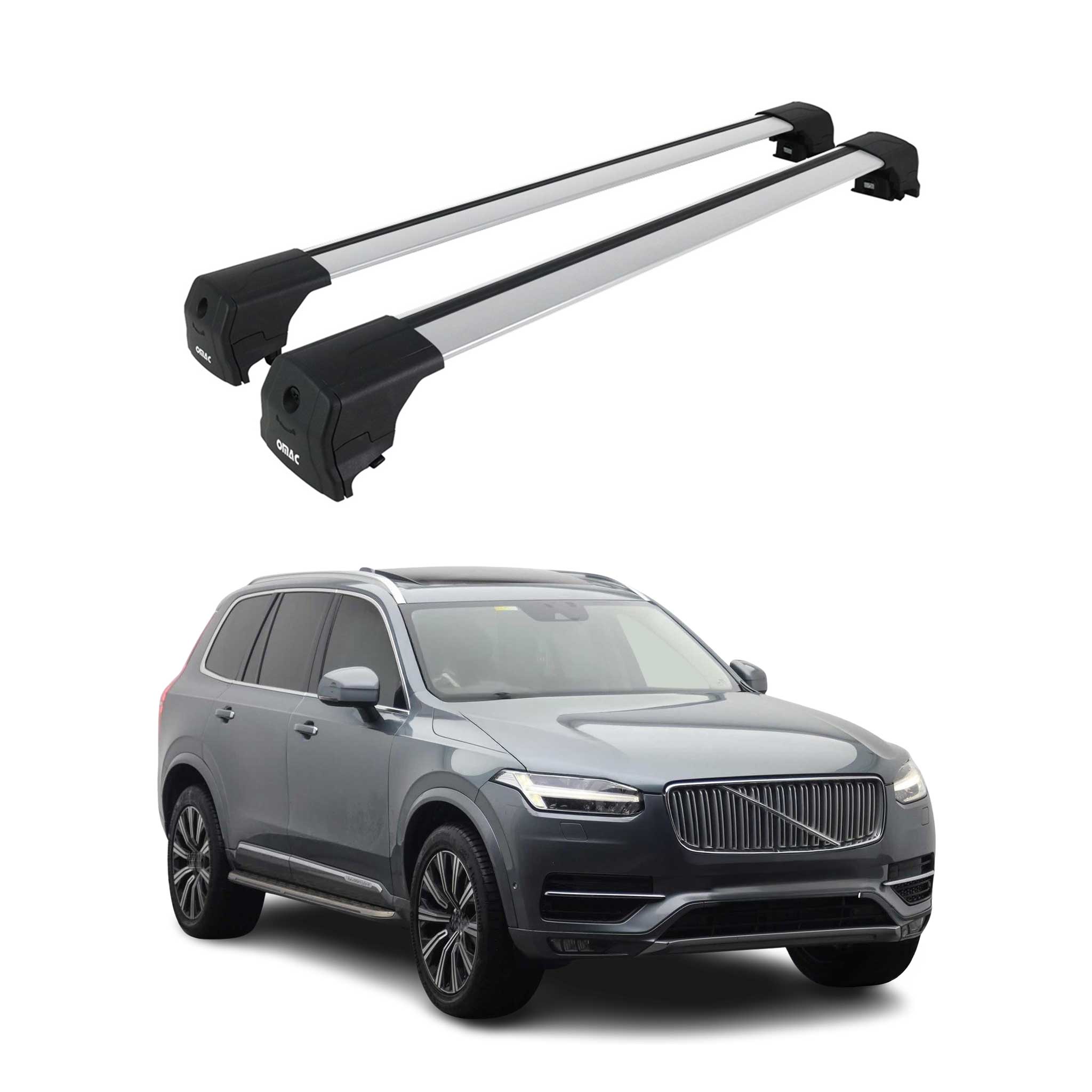 Barres De Toit Transversales pour Volvo XC90 II 2015-2023 Alu Gris ABE