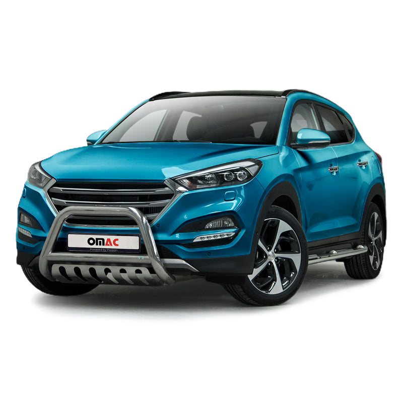 Pare-Buffle Avant Pour Hyundai Tucson 2015-2021 Argent en Acier Inox