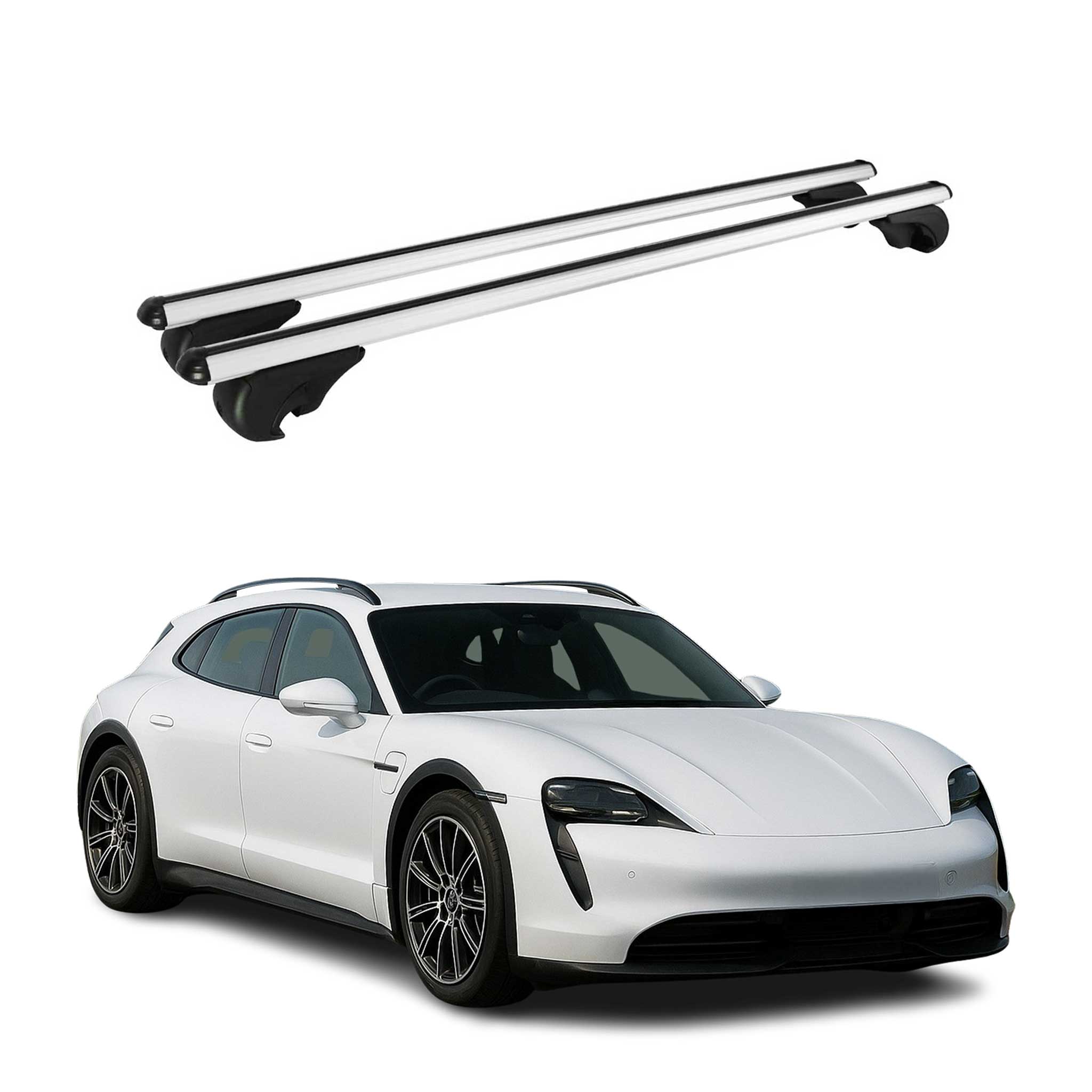 Barres de toit pour Porsche Taycan Cross Turismo 2021-2026 TÜV Aluminium Gris 2x