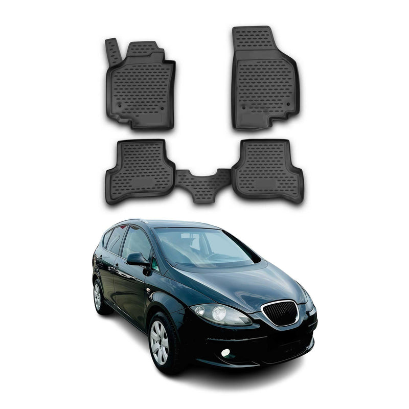 Tapis de sol pour Seat Altea 2005-2009 en caoutchouc TPE 3D Noir 4Pcs